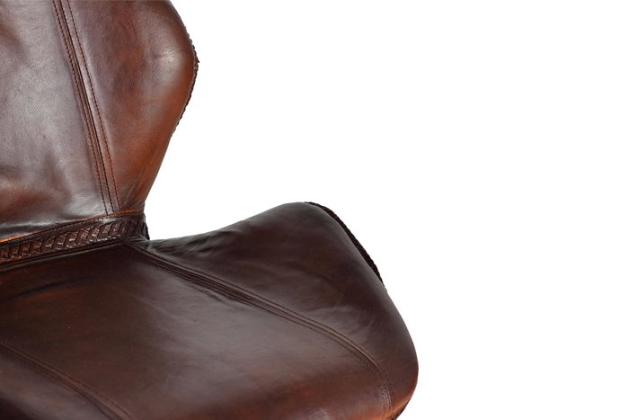 Giner y Colomer - Set de 2 Tabourets de Bar en Cuir Naturel Brun avec Pieds en Métal - Hauteur d'Assise 72 cm